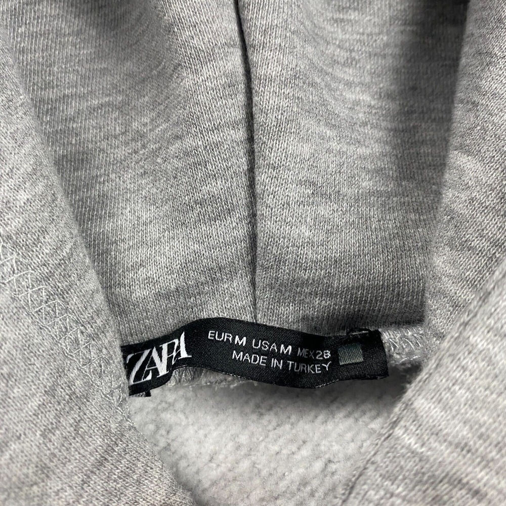 Zara Hoodie Womens Medium Gray Crop Pullover Casual Adults - Picture 5 of 10